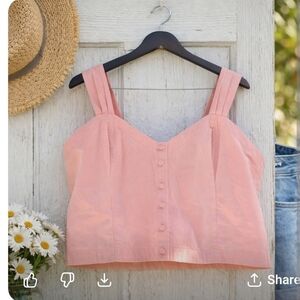 Abercrombie & Fitch Pink Button Front Crop Top Tank